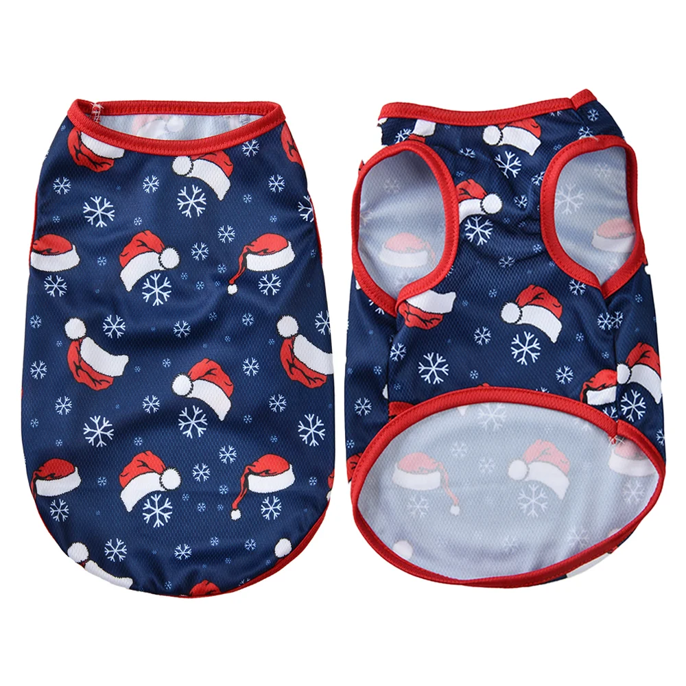 Chaleco transpirable para perro, camiseta suave con estampado de Papá Noel para Navidad, para perros pequeños y medianos, gatos, trajes bonitos de fiesta de Yorkshire - imagen 3