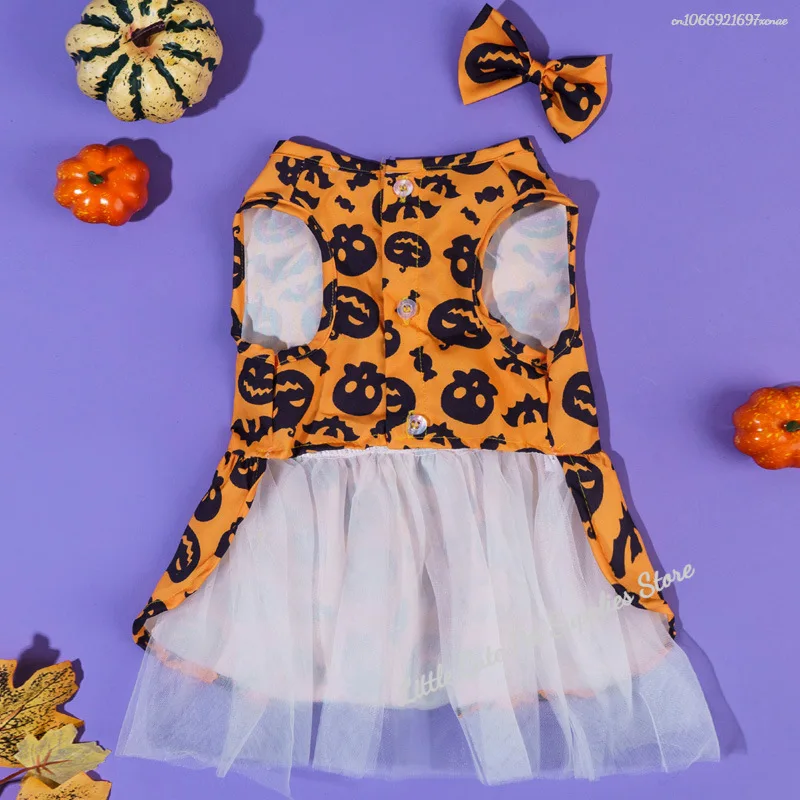 Vestido de Halloween para perros pequeños y medianos, disfraz de Cosplay, vestidos para mascotas, falda de princesa con lazo a la moda, ropa para perros Chiahuahua - imagen 5