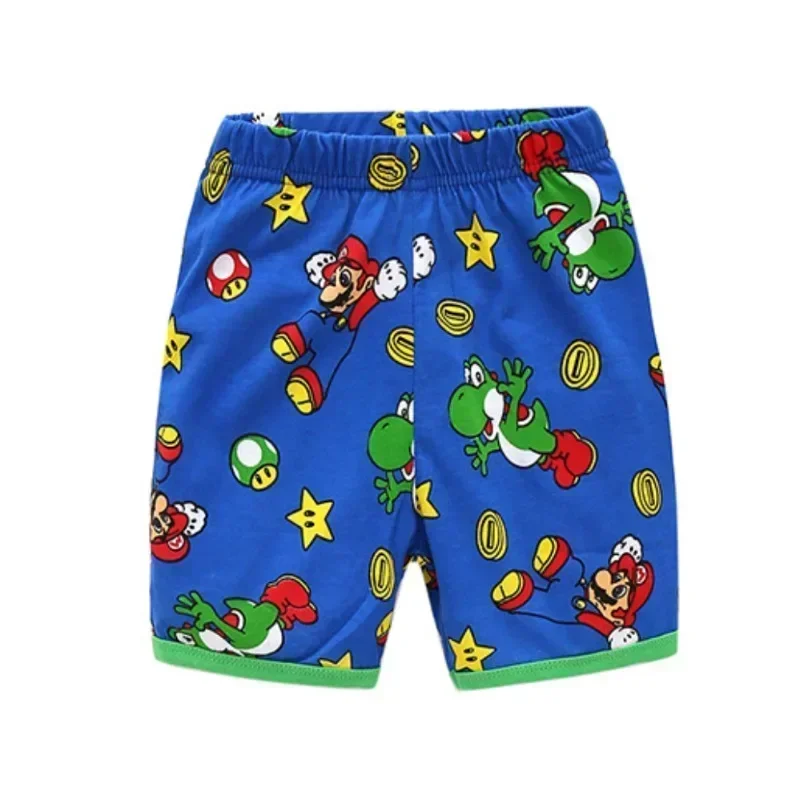 2 unids/set Super Marios Bros ropa de dormir verano niños niñas Cosplay pijamas Anime Harajuku estampado algodón pantalones cortos de manga corta traje - imagen 4