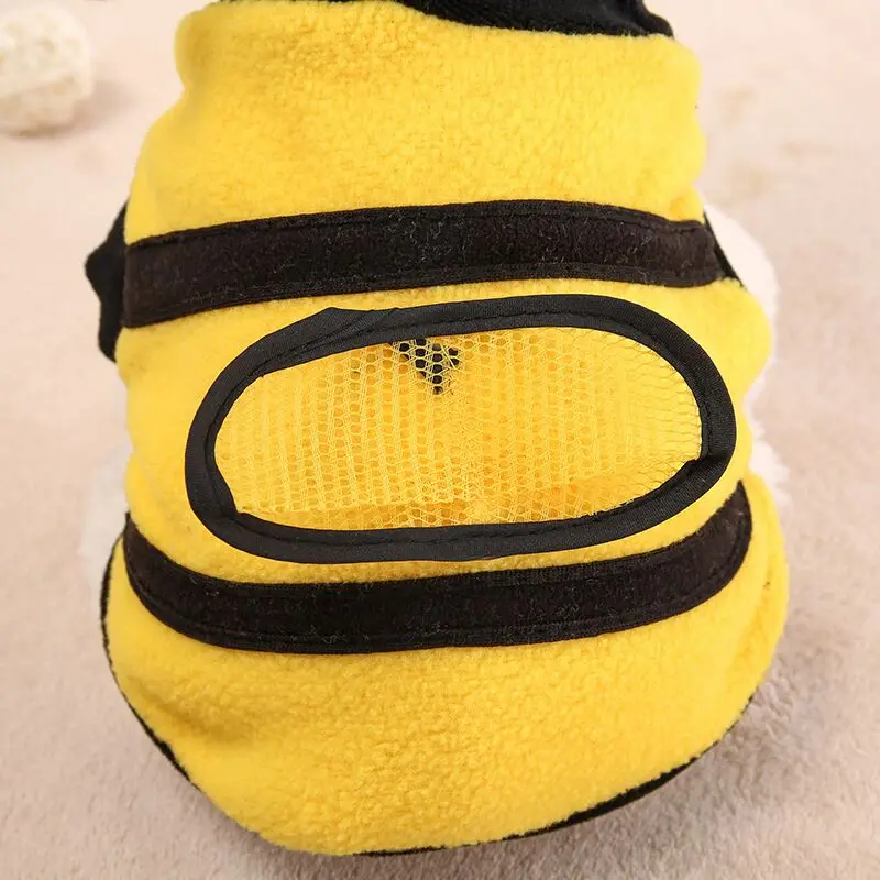Ropa de estilo de abeja para mascotas, disfraz divertido para perros, alas de abeja, sudaderas con capucha de lana para cachorros, ropa para mascotas pequeñas - imagen 4