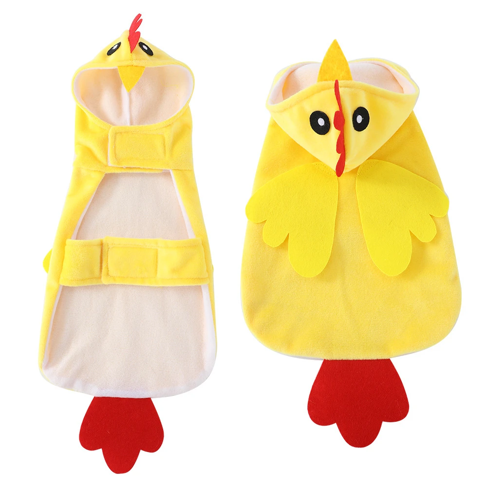 Ropa de pollo amarillo para mascotas, disfraz de Cosplay para perros, monos suaves y cálidos para cachorros, abrigo de lana para gatos, chaqueta, sudaderas con capucha divertidas para mascotas - imagen 3