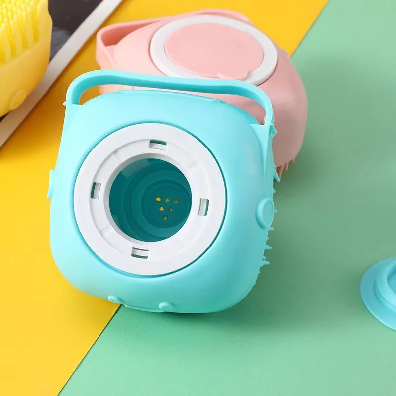 Cepillo de ducha para mascotas con dispensador de champú, cepillo de baño de masaje de silicona suave para mascotas, herramienta de limpieza de aseo con aplicador de Gel - imagen 4