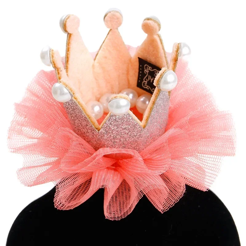 Gorro para perro con corona de cumpleaños para mascotas de estilo rojo con encaje y perlas, exquisito sombrero de lentejuelas con correa ajustable, gorro para perro pequeño, accesorios para mascotas - imagen 5
