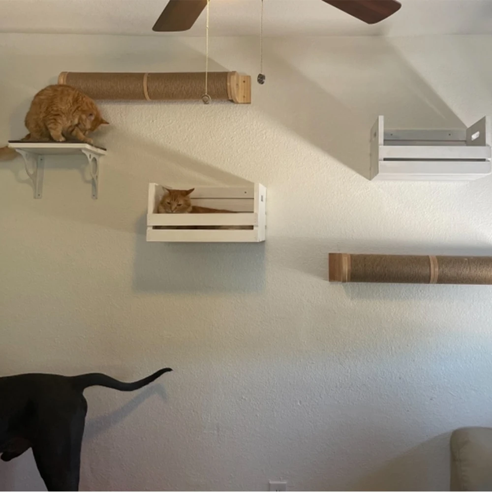 Escalera colgante de pared para gatos, torre de árbol para mascotas, hamaca de descanso, poste de rascado de Sisal, actividad resistente al desgaste, muebles para gatos de interior - imagen 2