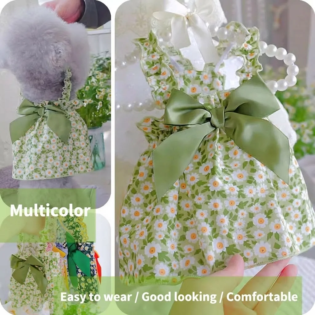 Vestido floral de verano para perros pequeños – Chihuahua y Bichón