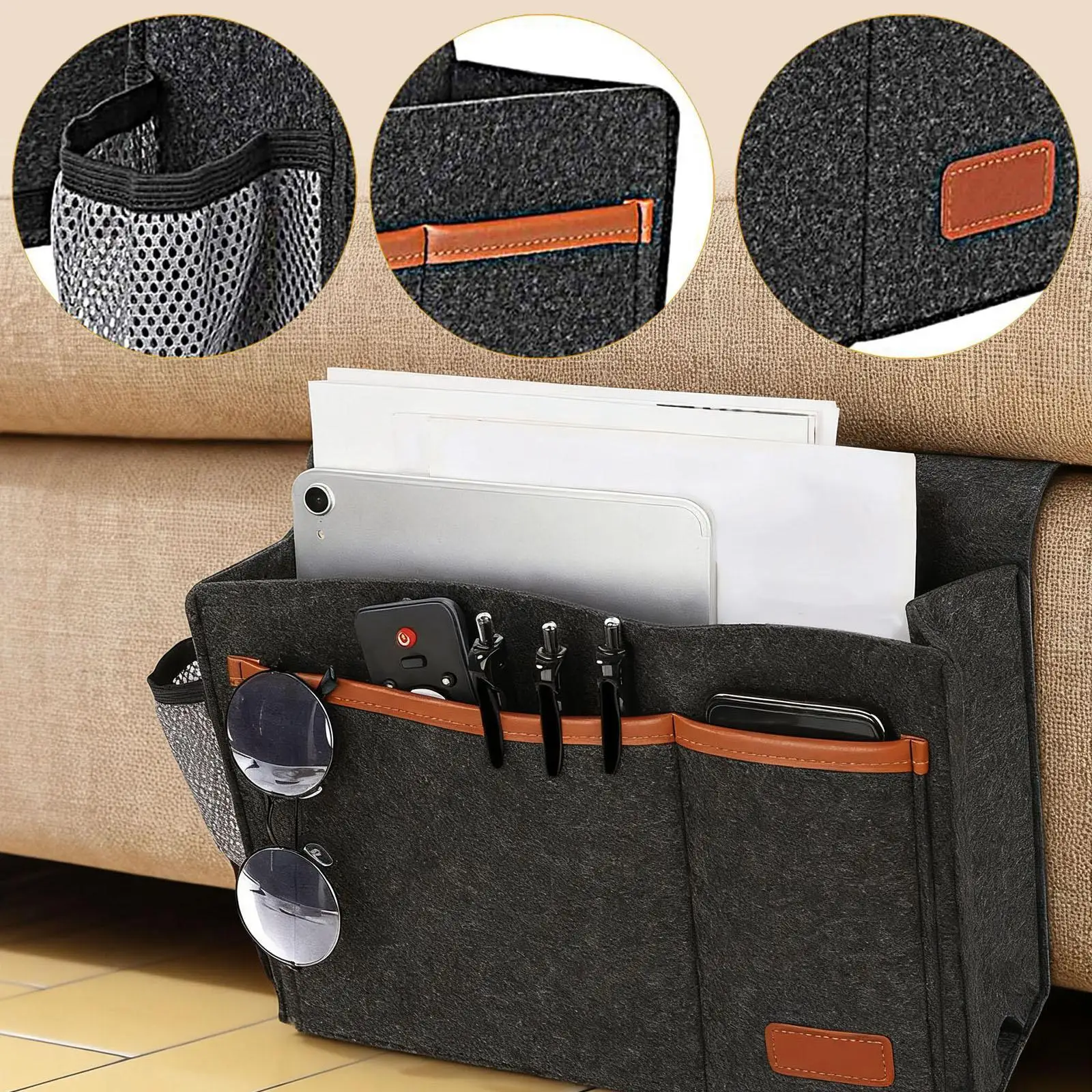 Bedside Storage Bag Bed Organizer Container Portable Magazine Holder Water
