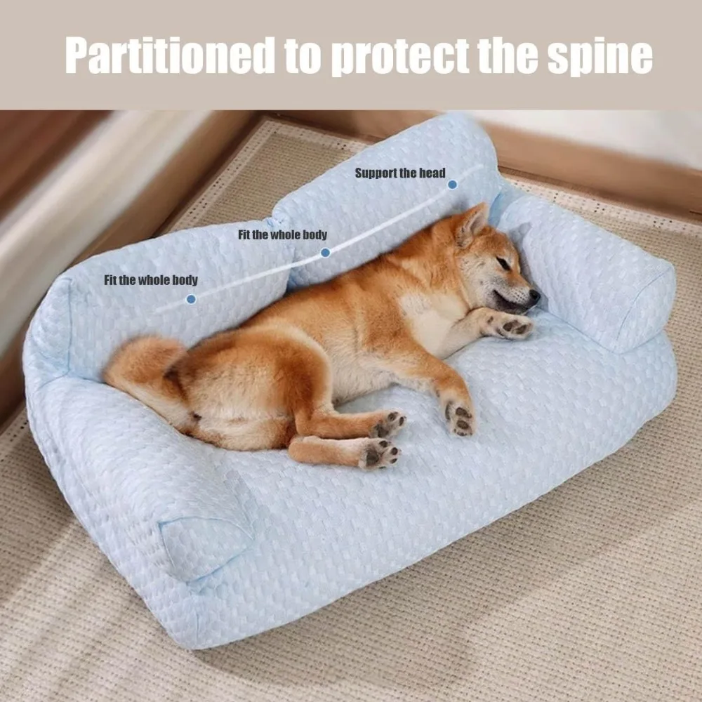 Cama sofá refrescante lavable para gatos y perros, base antideslizante - imagen 4