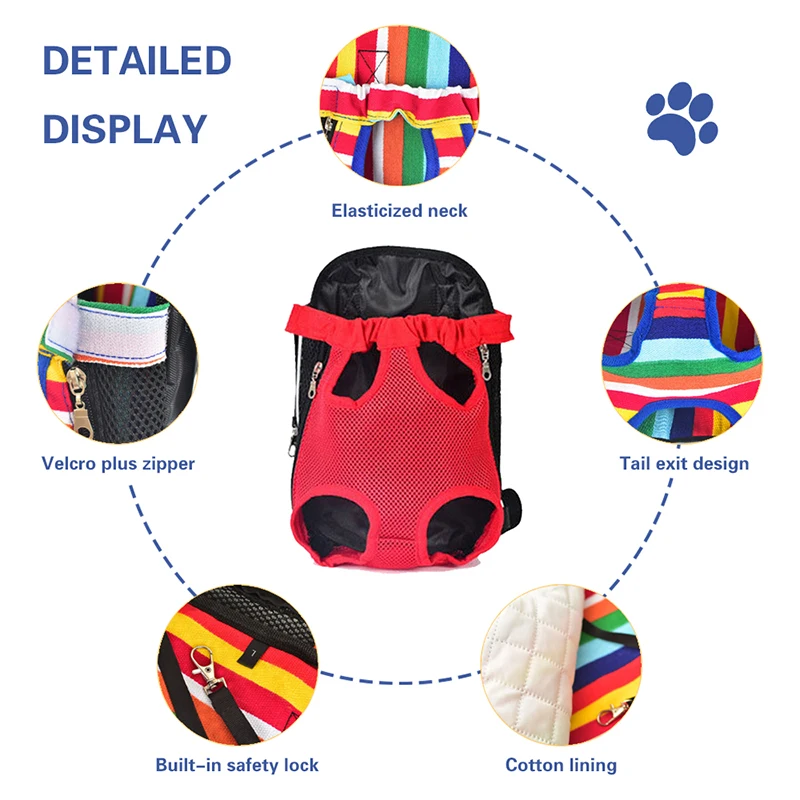 Mochila De Transporte para mascotas, bolsa de viaje de tela de malla ajustable, frontal, transpirable, con asa de hombro, para perros y gatos pequeños - imagen 3