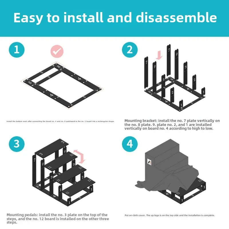 Escalera de 4 niveles para mascotas, escalera ensamblada para perros y gatos, litera para desmontaje del hogar, muebles para mascotas de varios escalones, suministros de productos, accesorios - imagen 3