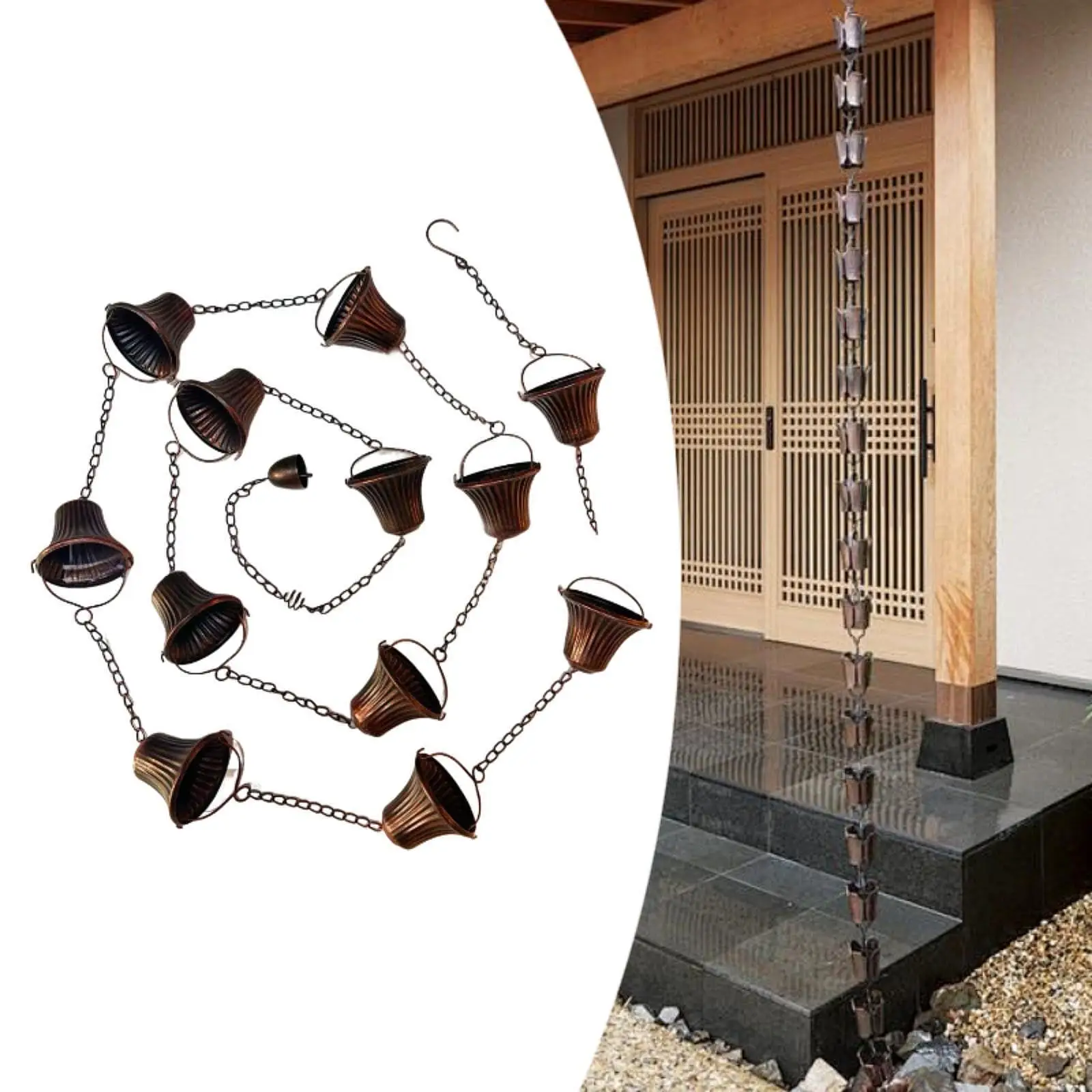 Rain Chains for Gutters Replacement 12.5ft for Eaves Drainage for Outside Downspouts Decorative Rain Catcher for Roofs Yard Rain Chains for Gutters Replacement 12.5ft for Eaves Drainage for Outside Downspouts Decorative Rain Catcher for Roofs Yard
