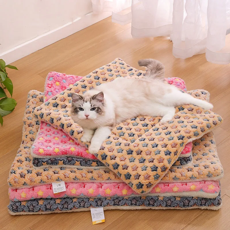 Alfombrilla de franela para mascotas, cama gruesa para perros y gatos, manta para cachorros y gatitos, alfombra para perros pequeños y grandes - imagen 2