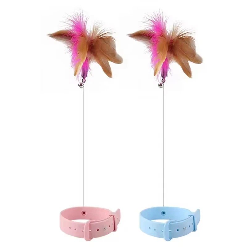 Juguete interactivo para gatos, divertido palo de rompecabezas de plumas con campana, collares para mascotas, varita de rompecabezas, juguetes de entrenamiento para gatos, suministros
