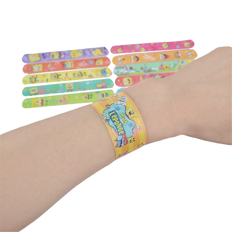 12 Uds. Pulseras de bofetada de Bob Esponja, correa para la muñeca, pulseras de bofetadas para niños, anillos para enganchar, juguete, suministros para fiestas, regalos de cumpleaños - imagen 4