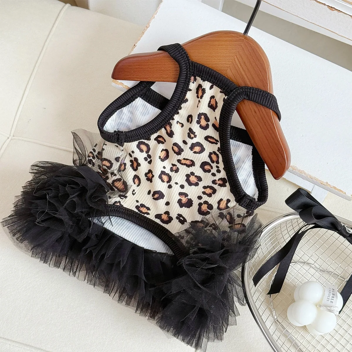 Vestido con tul para perros pequeños - falda leopardo estilo princesa - imagen 5