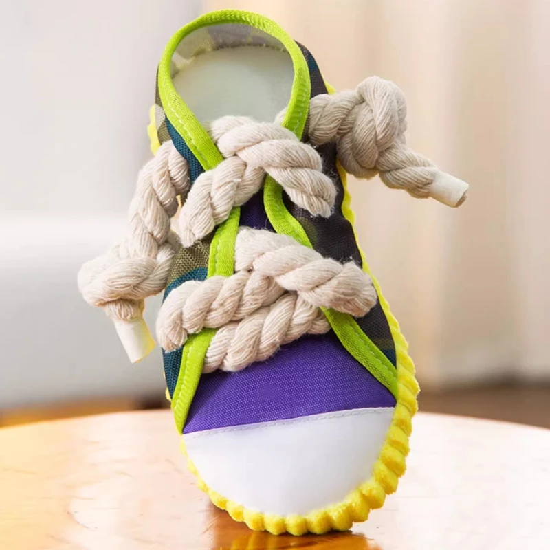 Juguete para perros con sonido y cuerda de algodón, forma zapatilla - imagen 4