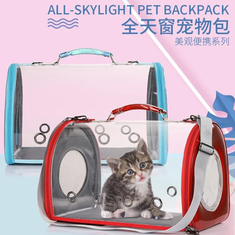 Nuevo Bolsa de transporte para mascotas transpirable porosa para exteriores, bolso para mascotas con espacio transparente, bolsas de viaje para gatos - imagen 2