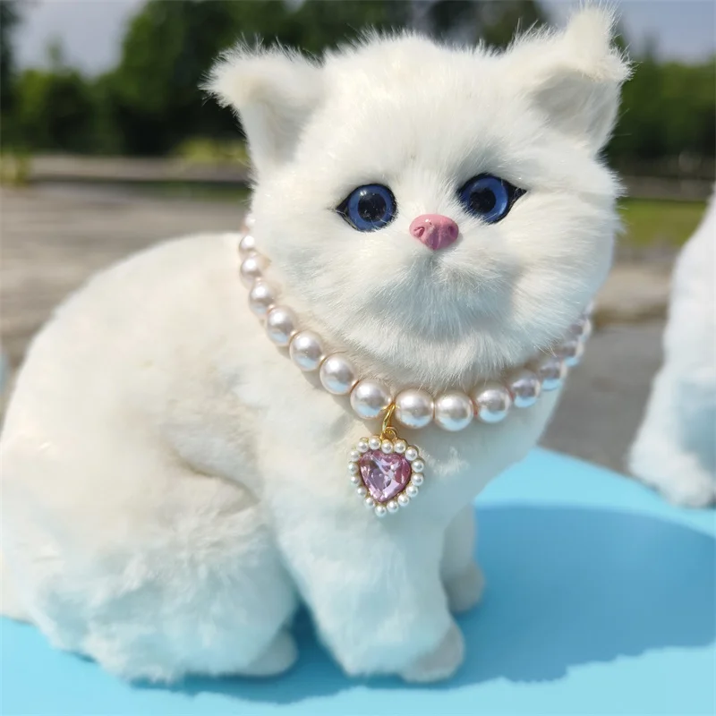 Collar de perlas de colores de gama alta para mascotas, Collar ajustable, colgante de perlas de corazón de melocotón para gato y perro, joyería para el cuello, accesorios de cadena, nuevo - imagen 2