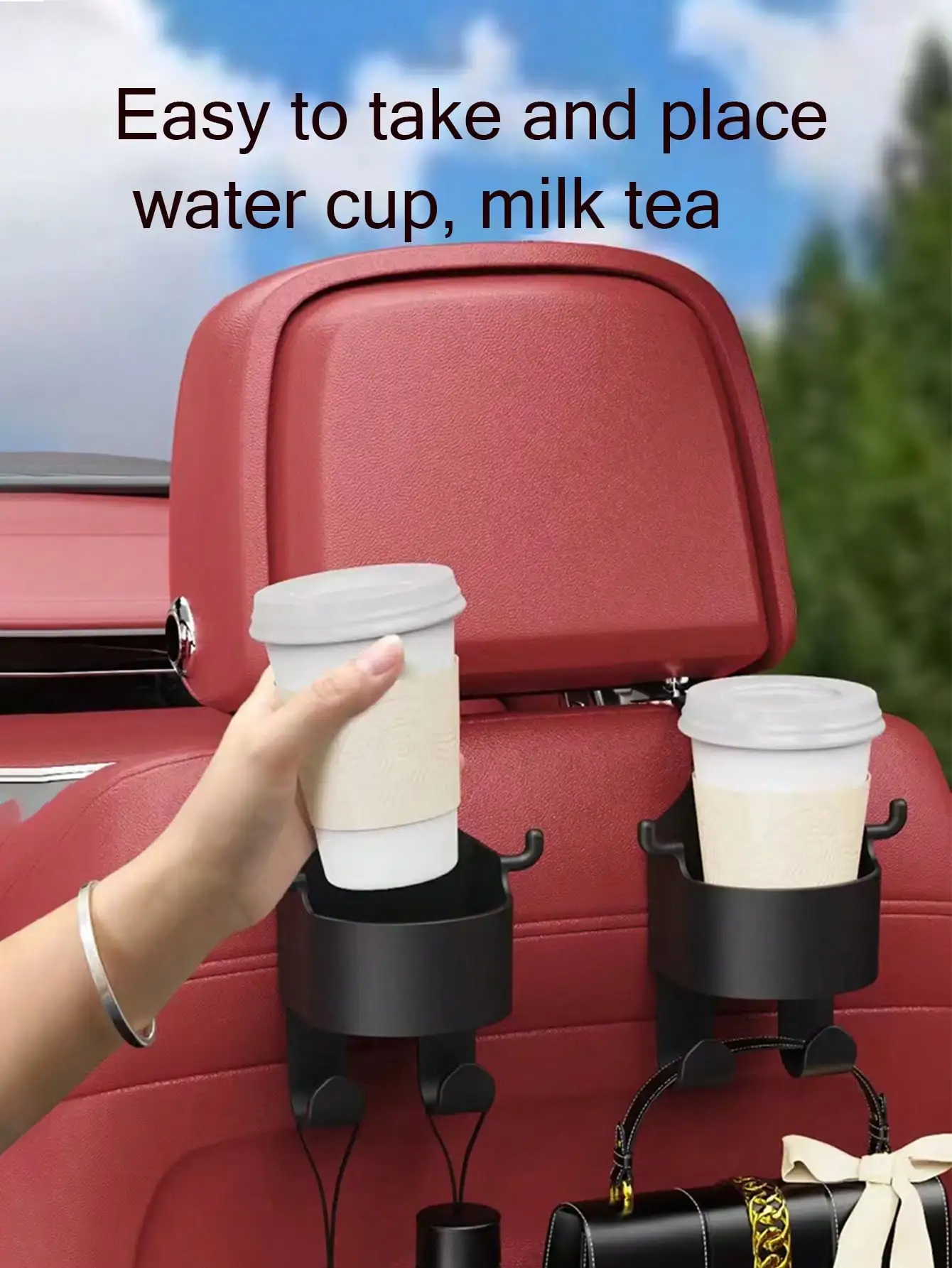 Gancho portavasos multifuncional coche soporte de tazas y móvil - imagen 2