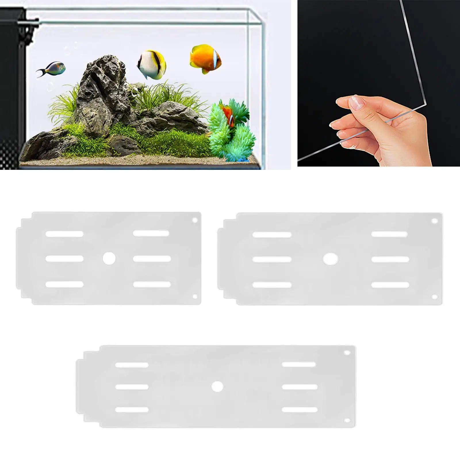 Cubierta superior de acrílico para acuario, dosel acrílico para acuario con orificios de alimentación, antisalto, tapa de tanque de instalación Simple - imagen 4