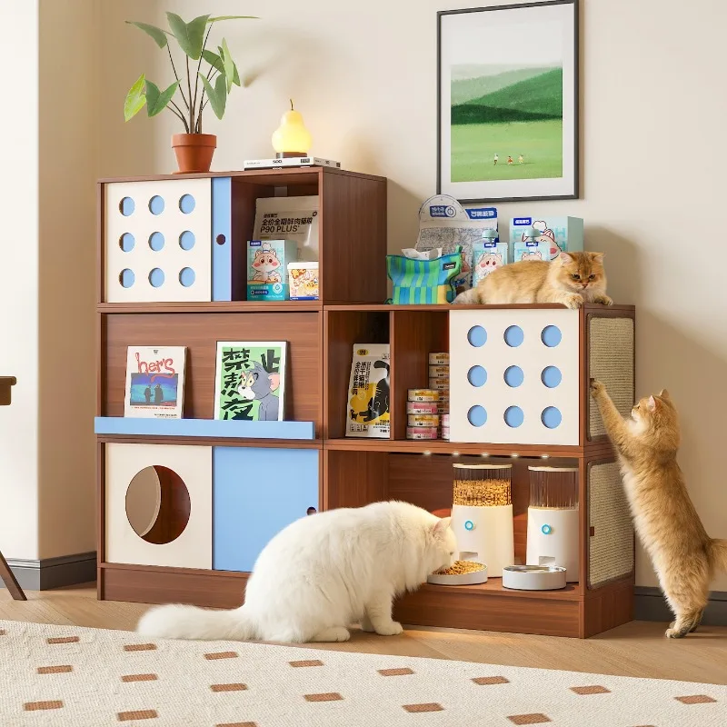 Casa modular para gatos con rascador: escondite y almacenaje - imagen 5