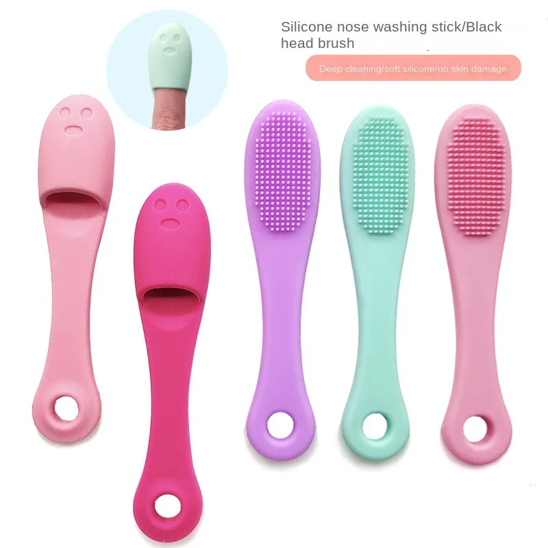 Brosse nasale en Silicone, nettoyeur de pores du visage, points noirs portables, brosses de Massage Double face, outil de nettoyage de beauté, gommage Nasal du visage