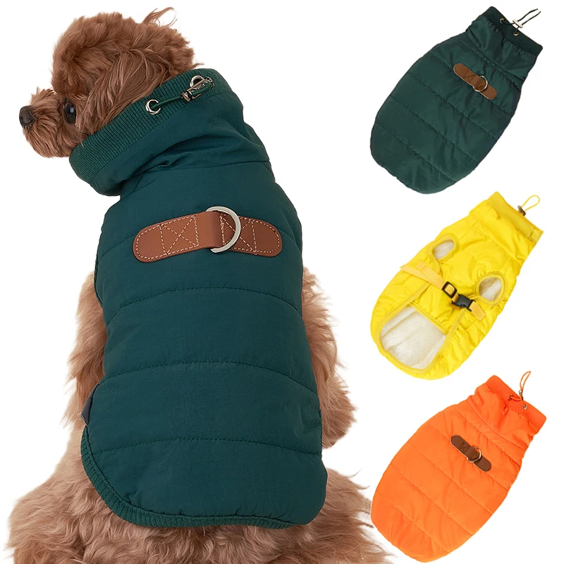 Abrigo de invierno perro pequeño: cuello alto, forro polar, ajustable