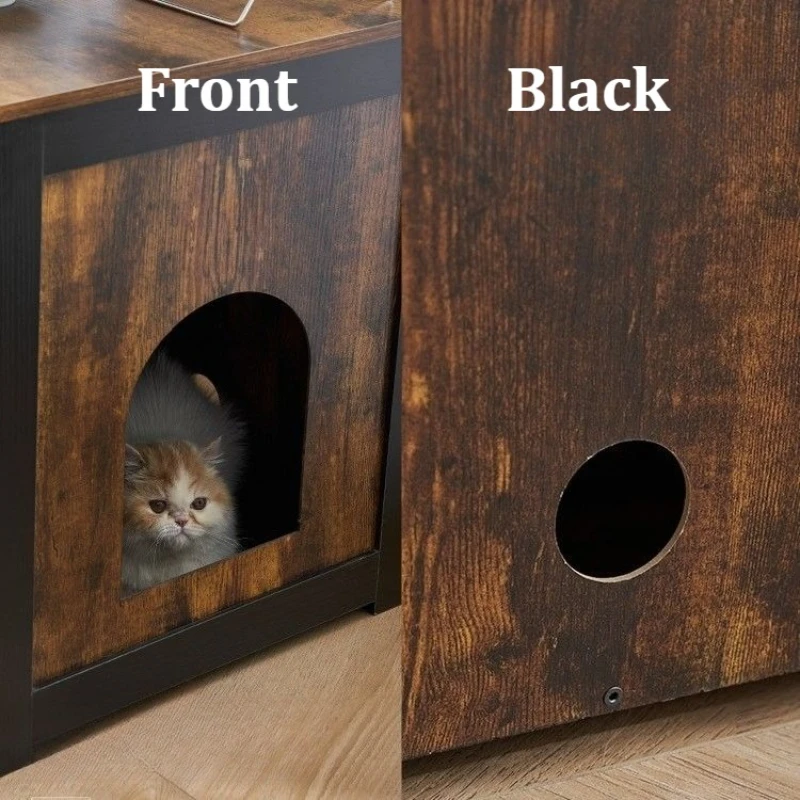 Muebles ocultos de arena para gatos, casa ocultadora de arena para gatos, inodoro moderno para interiores, gabinete de hidromasaje, casas semicerradas de madera para mascotas - imagen 5