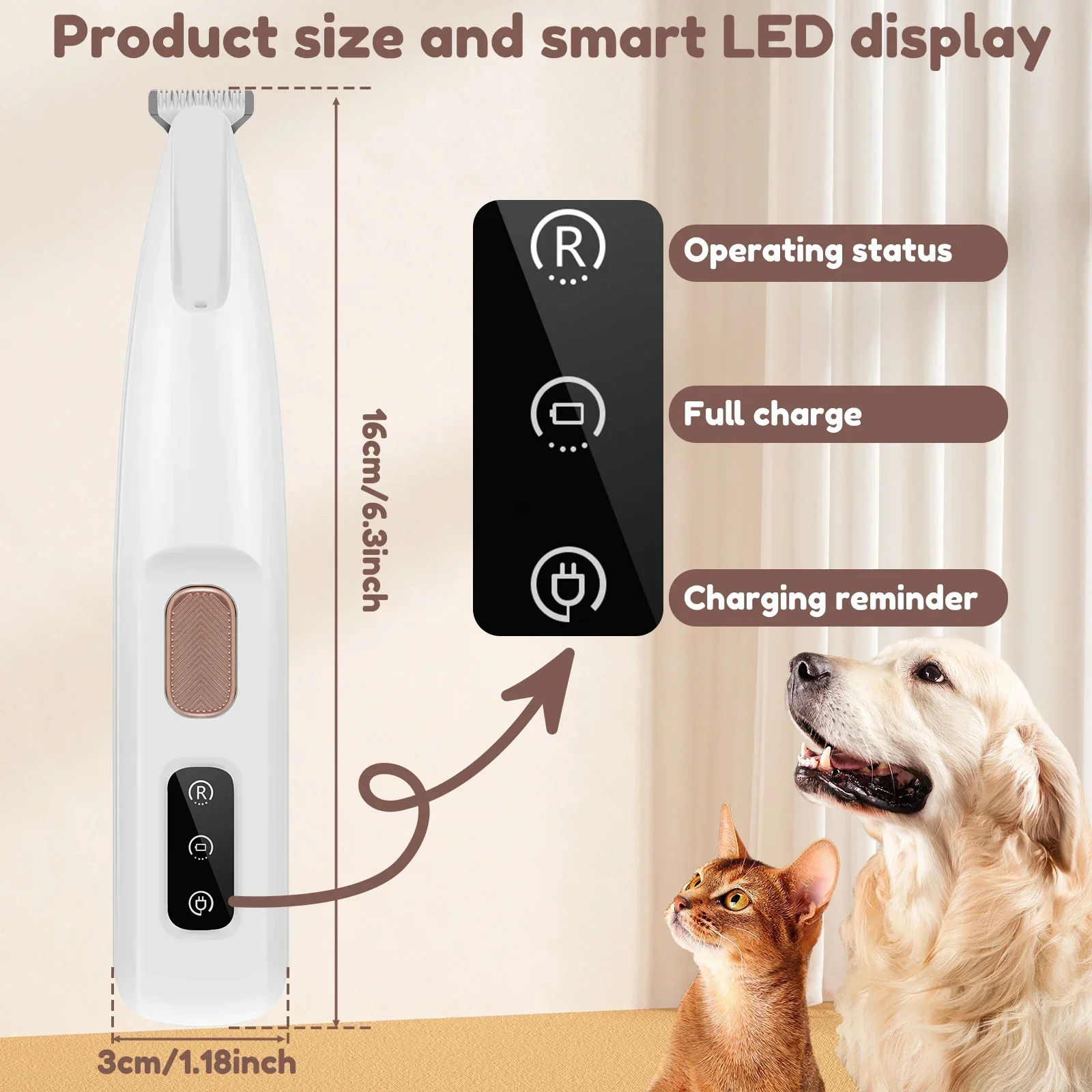 Recortador de patas de perro con luz LED, pelo de mascota totalmente impermeable con pantalla LED, cortaúñas para perros para el cuidado, artículos para mascotas con hoja ancha de 18mm - imagen 4
