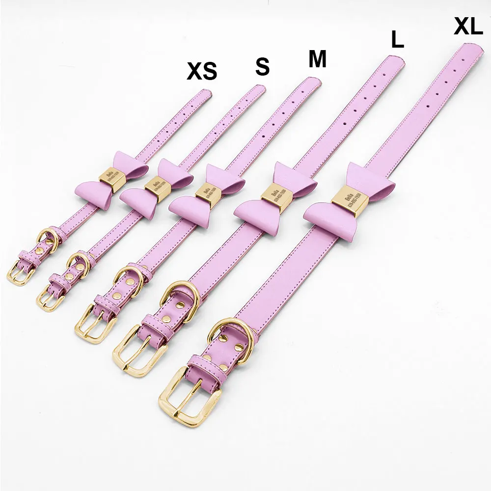 Collar de perro de cuero PU personalizado, collares para mascotas con lazo suave, 8 colores, nombre grabado gratis, Collar para cachorro y gato para perros pequeños, medianos y grandes - imagen 3