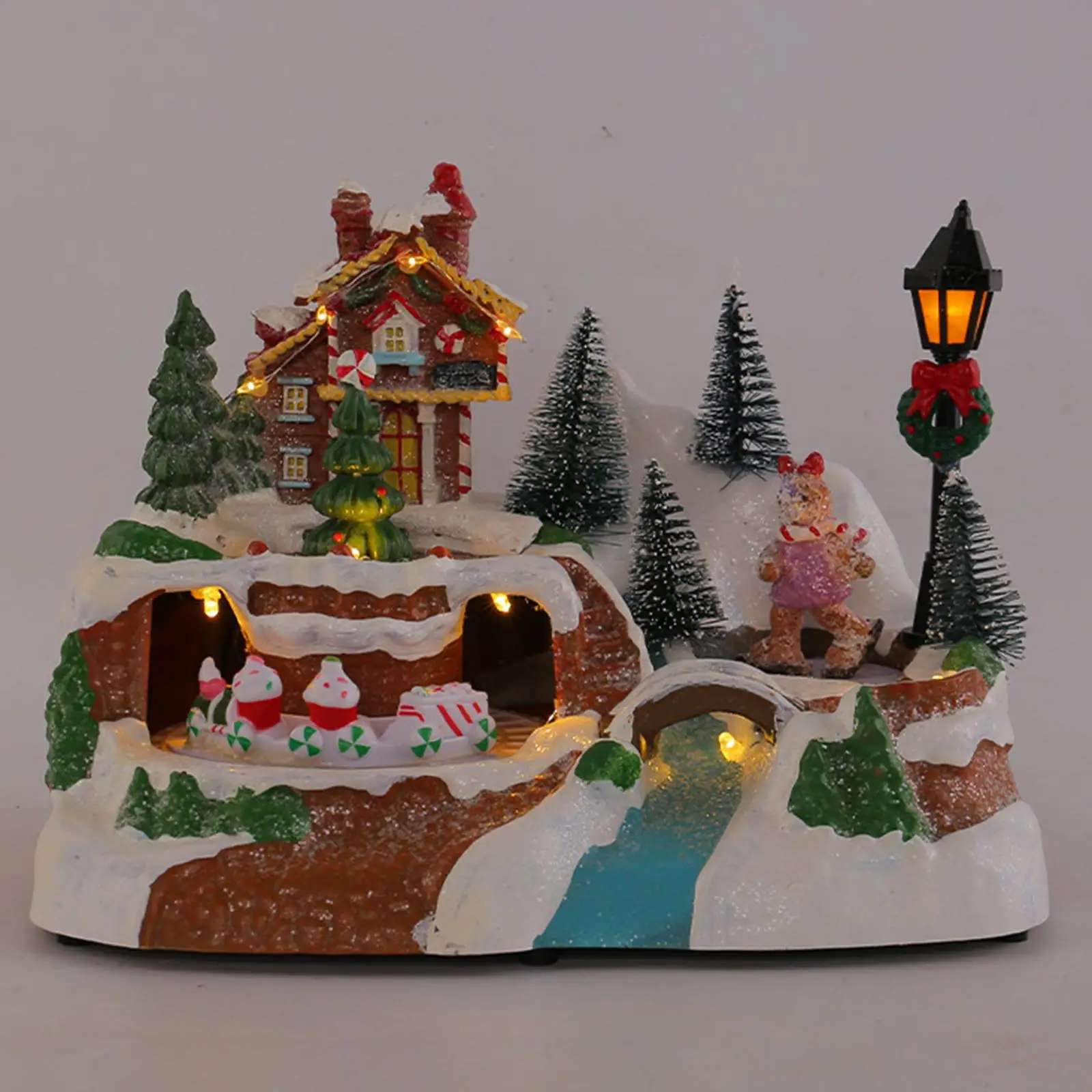 Christmas Music Box Festive Xmas Gifts Creative Resin Craft Christmas Resin Light Decoration Light up Desktop Ornament for Home