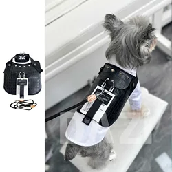 Arnés de chaleco de cuero para perros pequeños - paseo cómodo