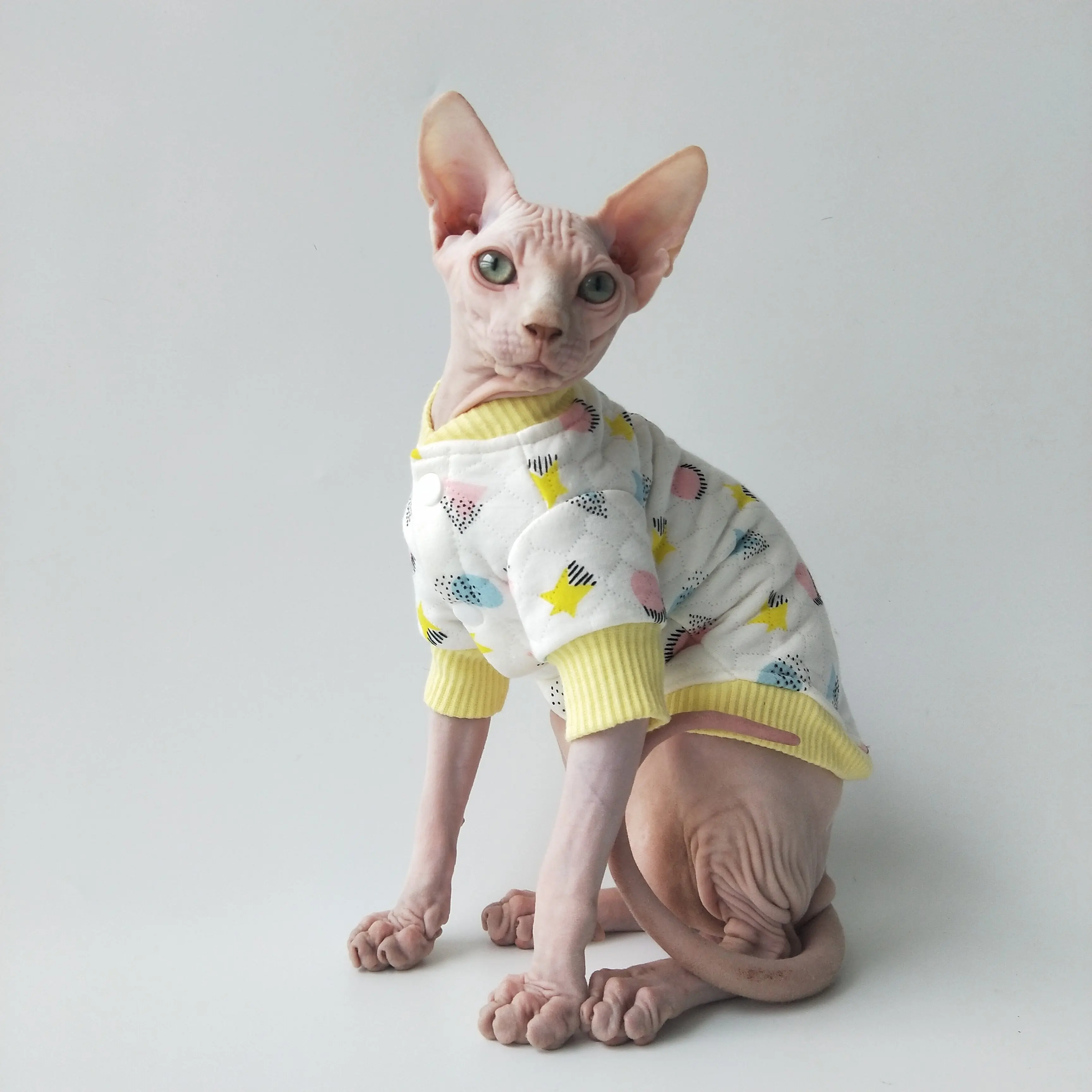 Chaqueta cálida para gato Sphynx – Cárdigan acolchado otoño invierno - imagen 5