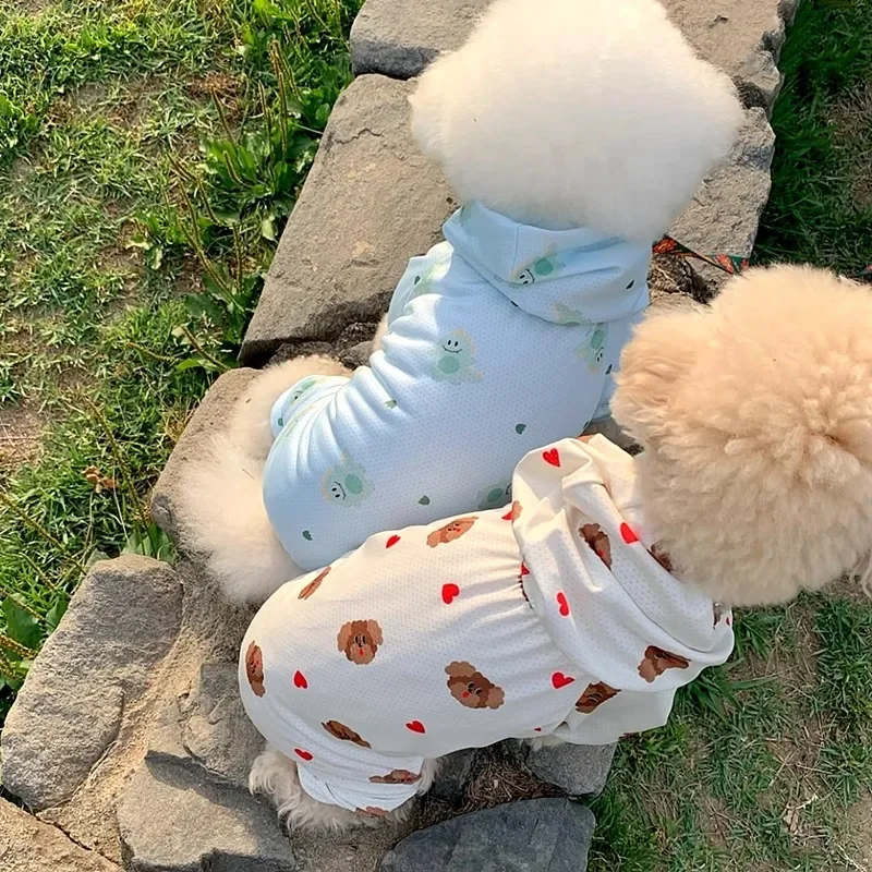 Chubasquero para perros, traje de cuatro patas, ropa a prueba de insectos para mascotas, ropa de verano refrescante con protección solar, ropa para perros, monos de peluche con capucha