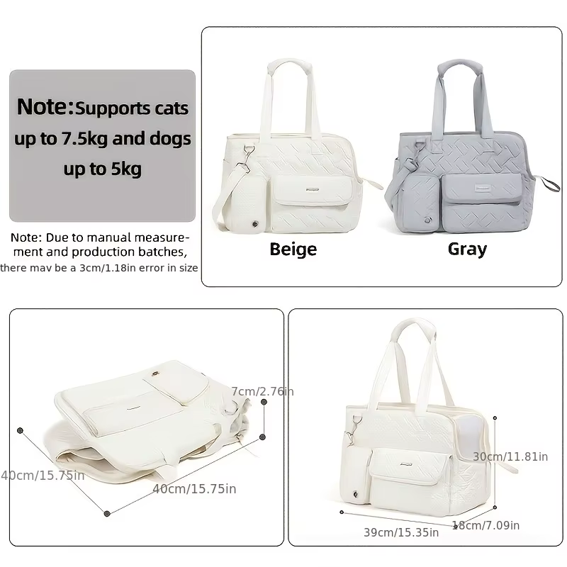 Transportín suave para gatos y perros pequeños - acolchado y plegable - imagen 4