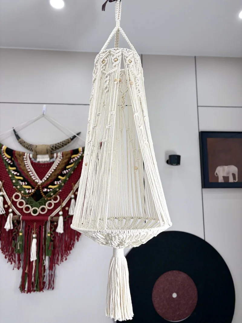 Hamaca de macramé tejida a mano con cuerda de algodón