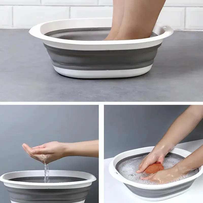 Lavabo plegable portátil para mascotas, lavabo de compresión grande para perros y gatos, viaje, baño, limpieza de patas, alimentación, suministros para el hogar para mascotas - imagen 4