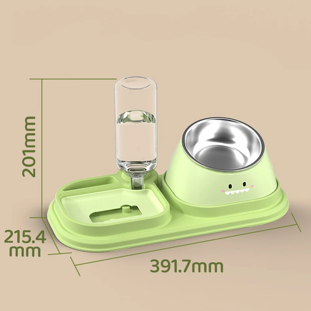 Cuenco elevado multifuncional para mascotas, dispensador automático de comida y agua con inclinación de 15 grados, comedero para gatos y perros, bebedero Doble - imagen 5