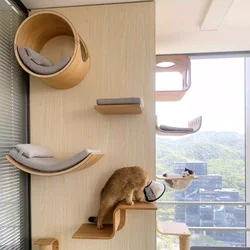 Estantes para gatos montados en la pared, postes de escalada para rascar, muebles de árbol para gatos, perchas de hamaca para interiores para gatos jugando, molienda de garras