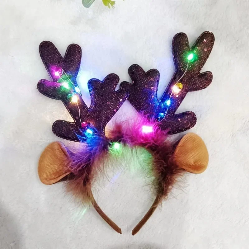 Diademas navideñas para perros y gatos con cabeza de reno y LED - imagen 2
