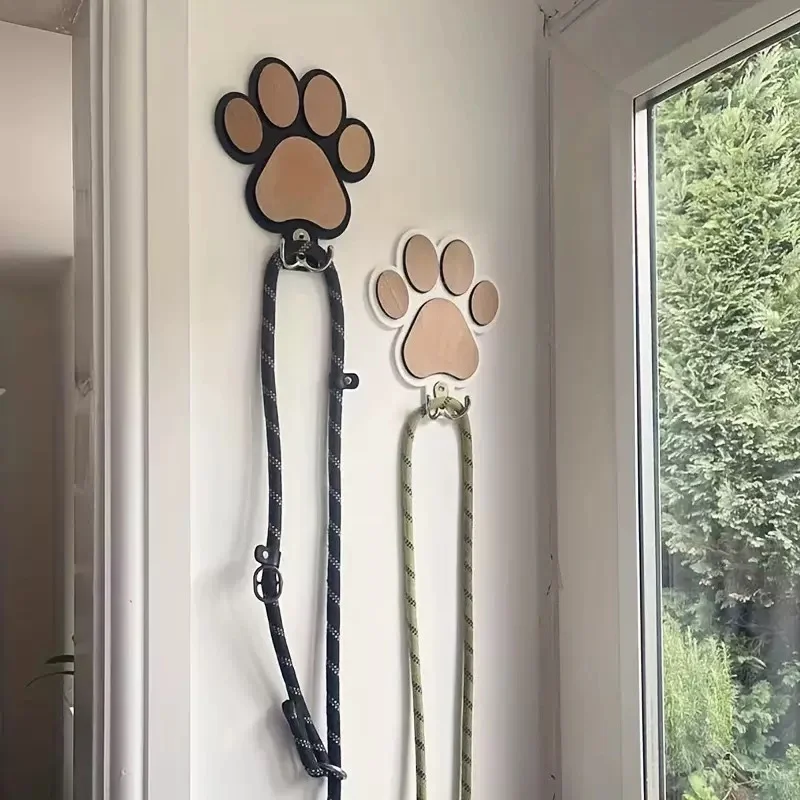 Colgador de correa para perro con estampado de pata, gancho de pared, abrigos y collares de madera, soporte con diseño de garra, regalo para amantes de los perros - imagen 2