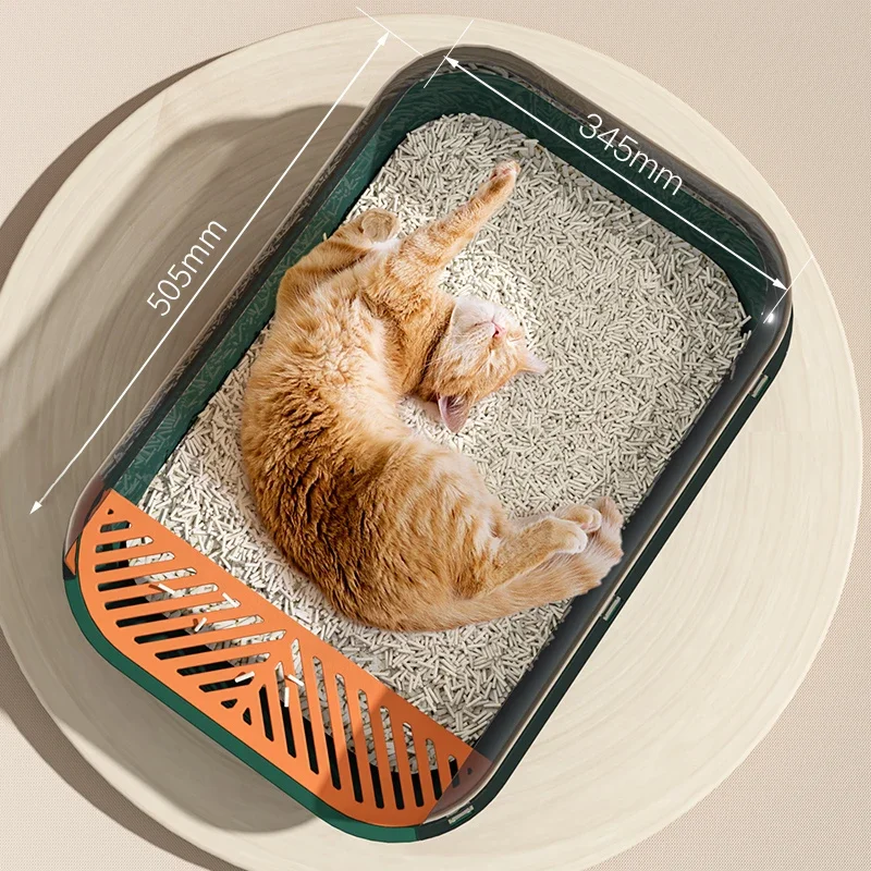 Caja de arena para gatos de gran capacidad, caja de arena de plástico semicerrada para gatos, inodoro para mascotas, bandeja antisalpicaduras para gatos, colcha, suministros para mascotas - imagen 5