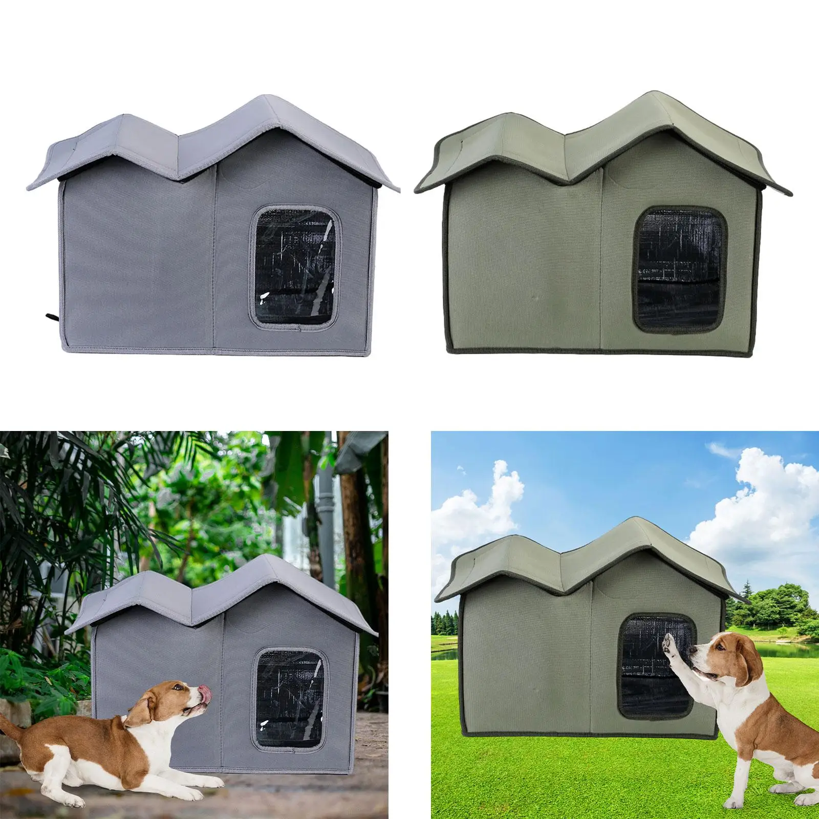 Casa para perros, perrera para gatos, tela Oxford impermeable, casa para exteriores para mascotas, refugio para mascotas - imagen 3