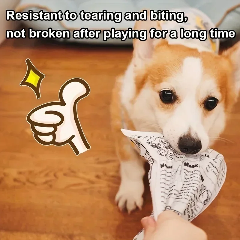 1/2 Uds. Juguetes para perros de periódico, papel divertido para frotar, sonido, juguete para masticar pequeño y mediano para perros, tejido resistente a mordeduras, reemplazo de juguetes para dientes limpios - imagen 2