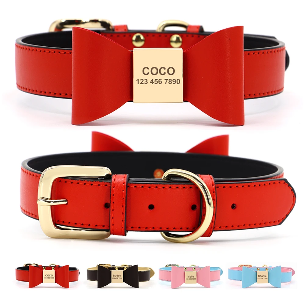 Collar de perro grabado personalizado, pajarita de hombre suave, Collar personalizado para mascotas, collares, accesorios para perros pequeños, medianos y gatos