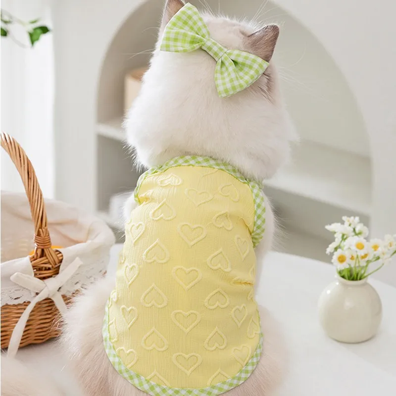 Lindo chaleco para perro, ropa con tirantes para perro, con lazo, Chihuahua, Pug, Bichon, ropa rosa refrescante, disfraz de verano para perro, camisas para gato - imagen 5