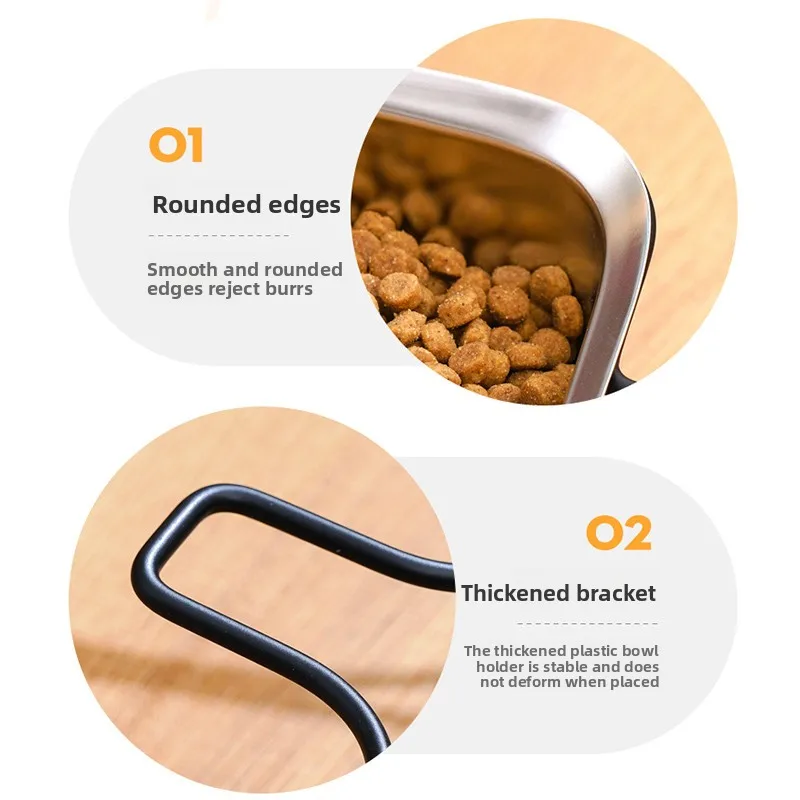 Cuenco de acero inoxidable antigolpes para mascotas, cuenco antideslizante grueso con protección para perros y gatos, cuenco inclinable para el cuello, accesorios de alimentación para mascotas fáciles de limpiar - imagen 5