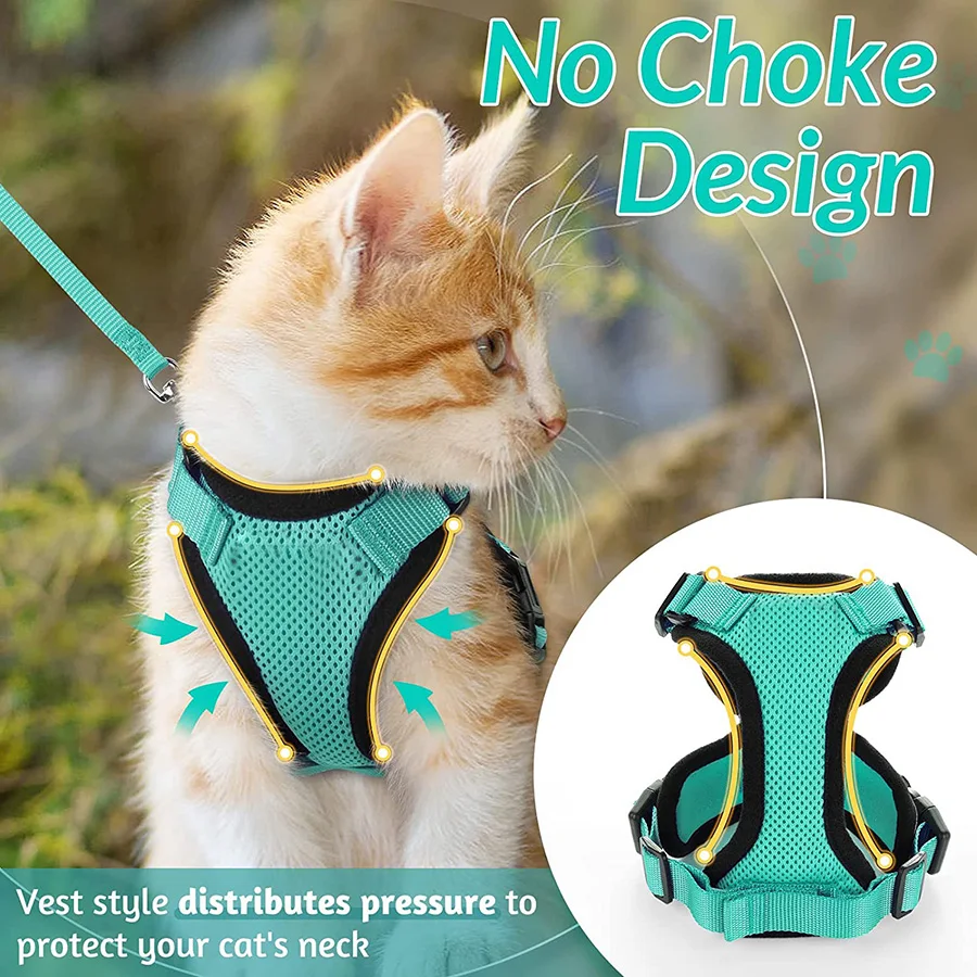 Arnés suave con correa para gatos – Chaleco ajustable anti-escape - imagen 4