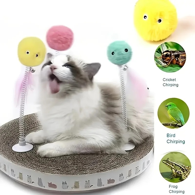 Pelota de juguete interactiva para mascotas, juguete de felpa para jugar y hacer ejercicio, juguete de entrenamiento de sonido chirriante para gatos