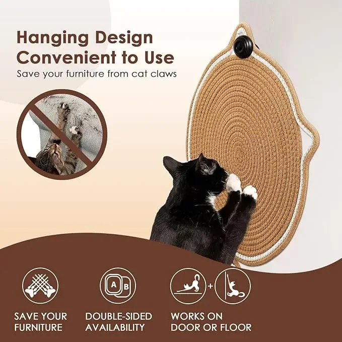 Tapete rascador para gatos con cuerda de algodón, herramienta rascadora para gatos, divertidos juguetes para gatos para moler garras, raspador para gatos resistente al desgaste, producto para mascotas - imagen 5