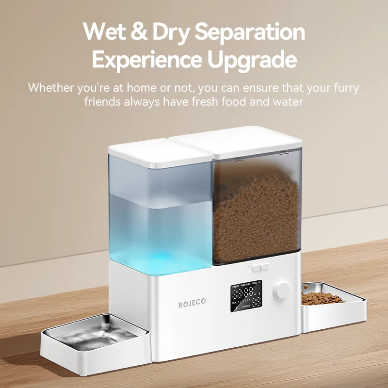 ROJECO-comedero automático para mascotas, fuente de agua con botón de 8,5 L, dispensador de comida para perros, recarga de agua 2 en 1, suministros de alimentación para beber - imagen 3